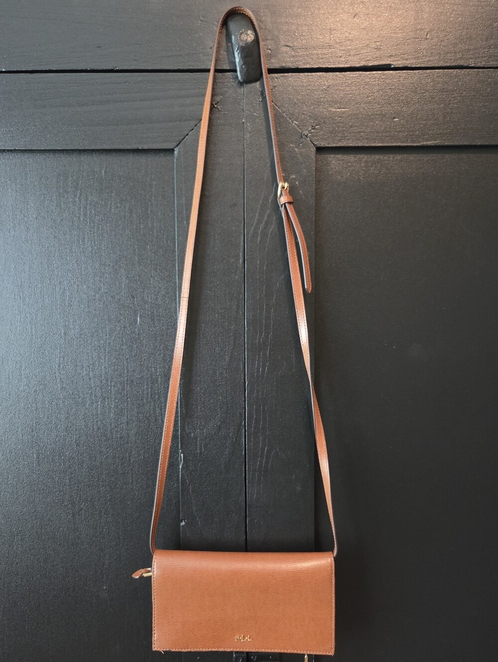 Lauren Ralph Lauren Cognac Leather Crossbody Purse -Please Read Description